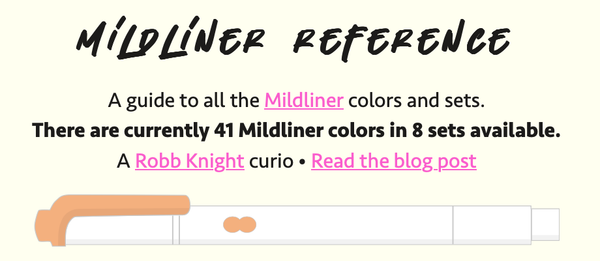 Mildliner highlighter color reference - in hex